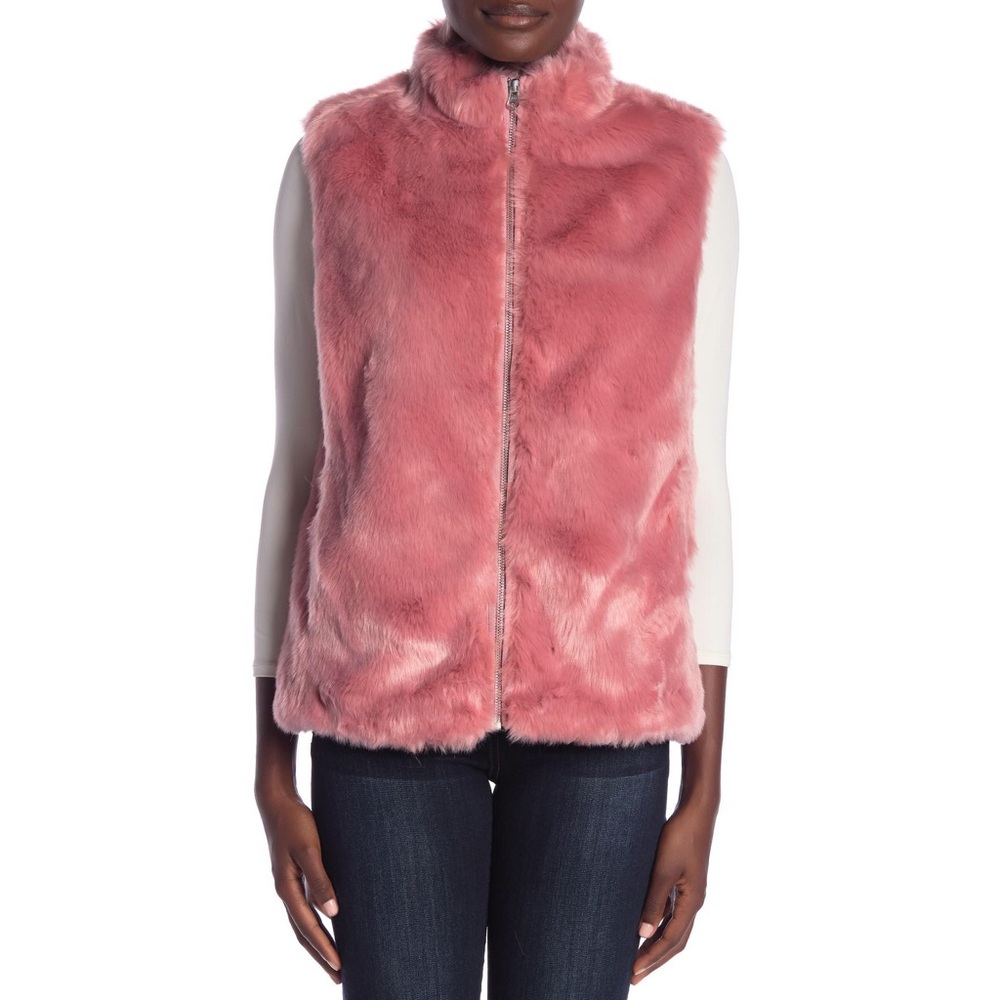NWT J.Crew Pink Faux Fur Vest - Picture 2 of 7